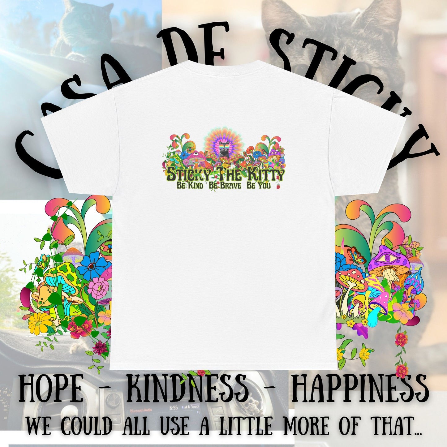 👇 🌈 Sticky the Kitty “Be Kind. Be Brave. Be You.” Tee