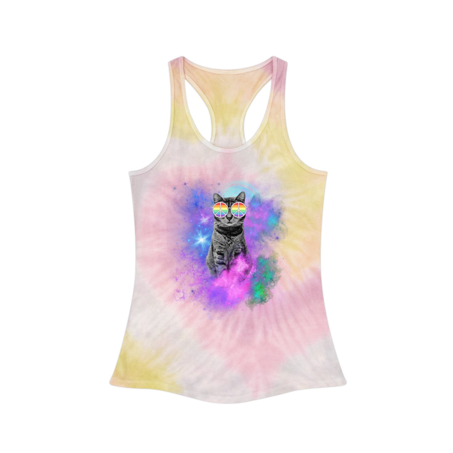 Peace Flower Sticky - Galaxy - Tie Dye Racerback Tank Top