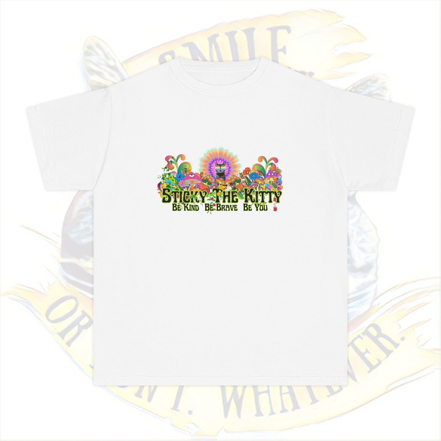 🌈 Sticky the Kitty “Be Kind. Be Brave. Be You.” Kids Tee