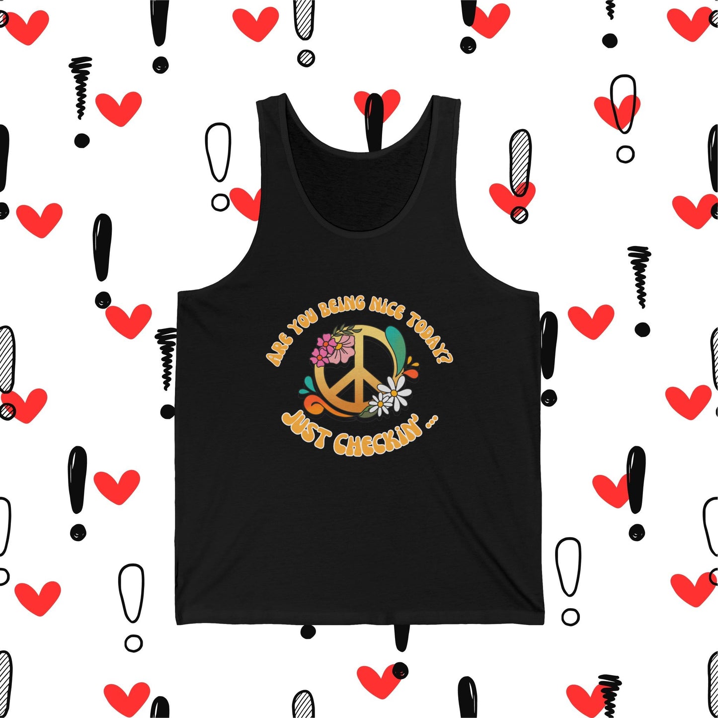 Are you being nice today? Peace Sign - Real Fit Unisex Jersey Tank