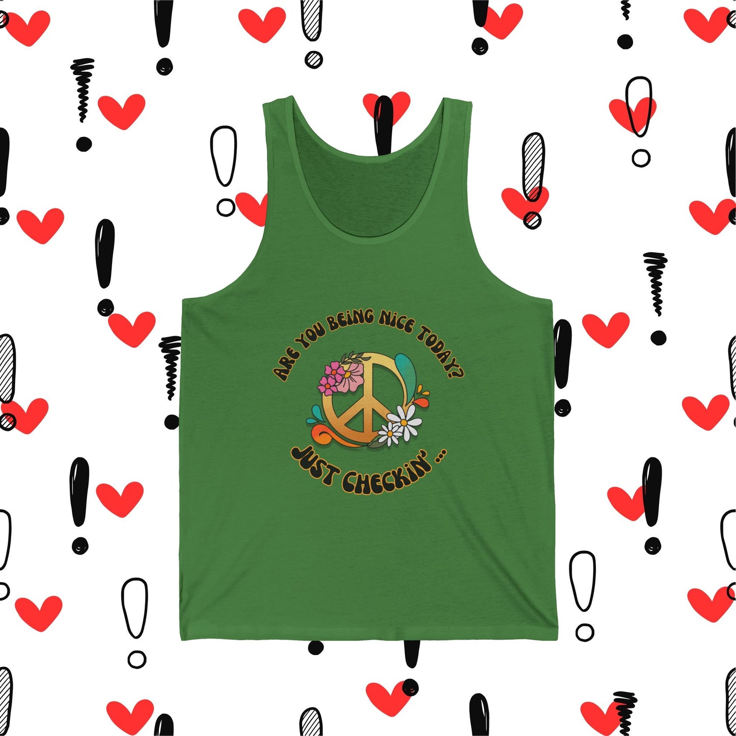 Are you being nice today? Peace Sign - Real Fit Unisex Jersey Tank