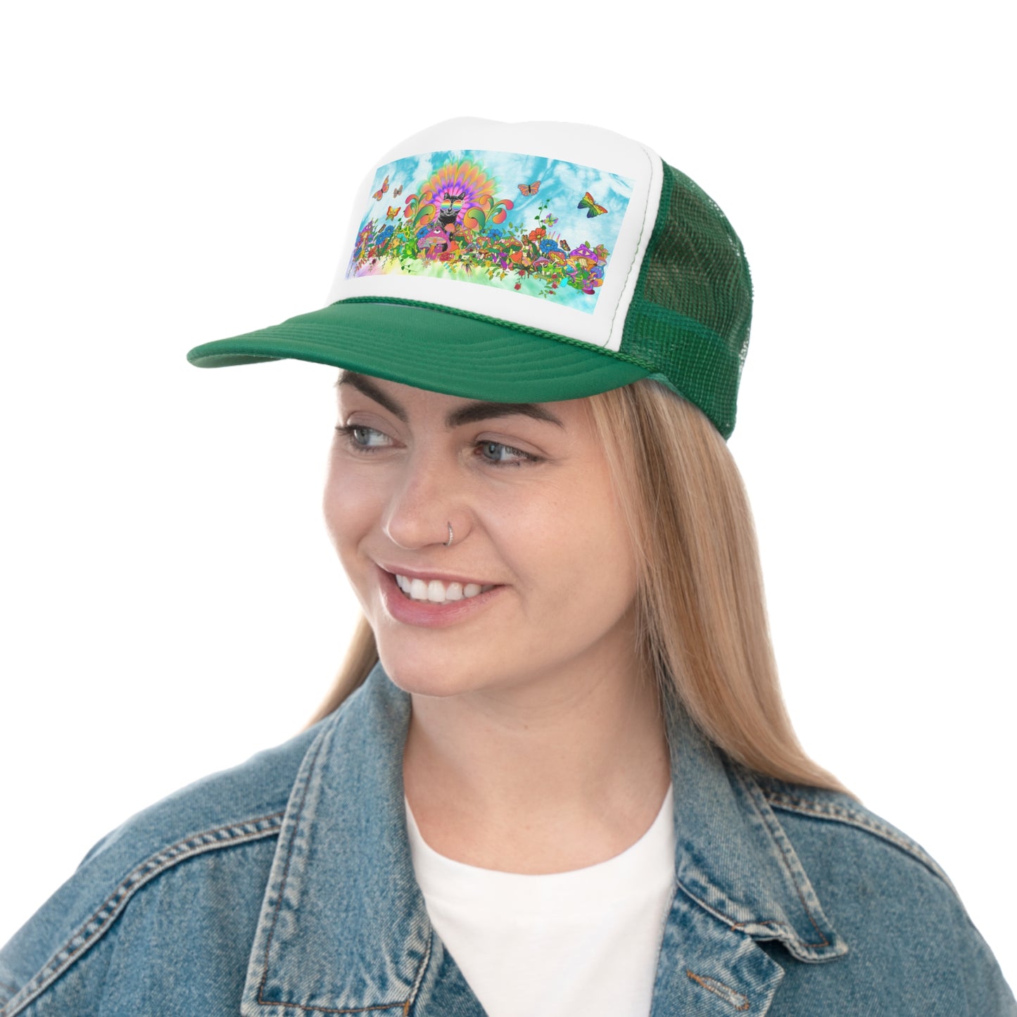 Peace Flower Sticky Trucker Caps