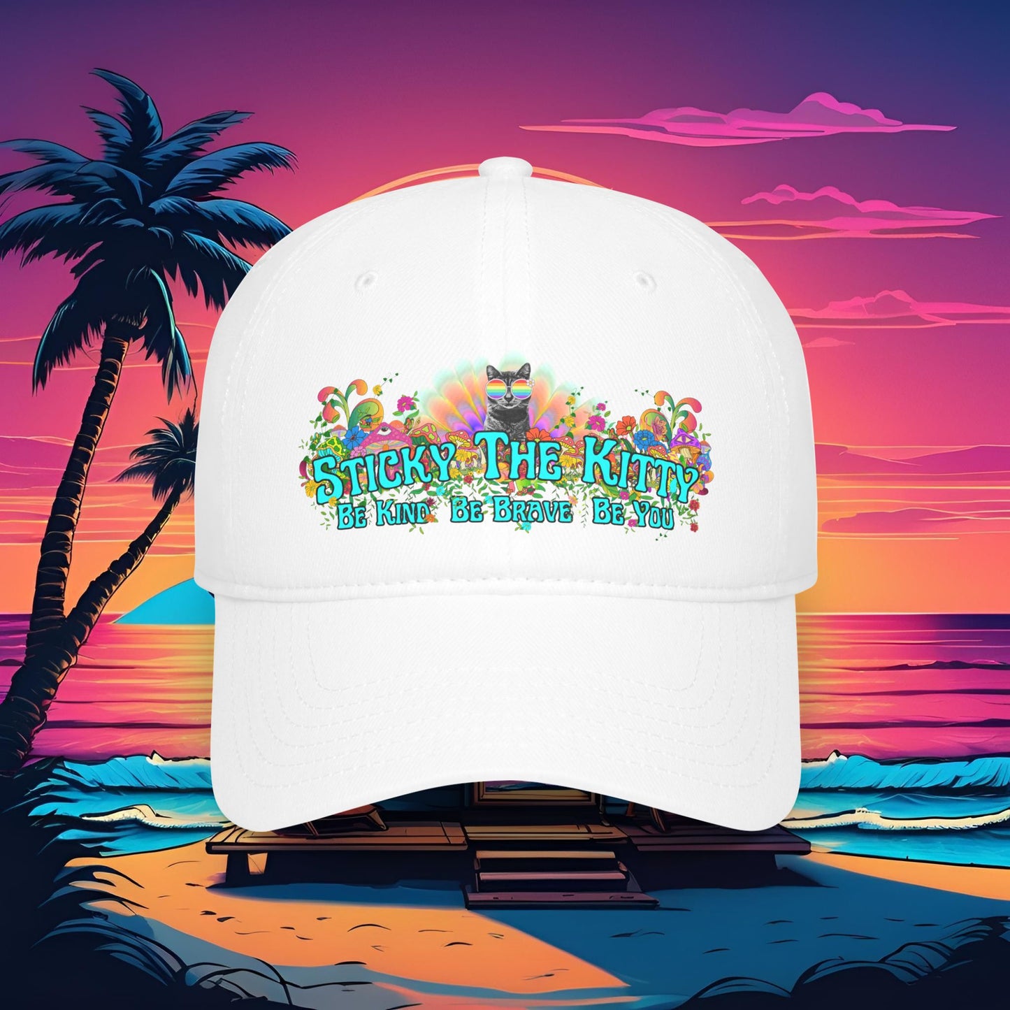 Sticky the Kitty Low Profile Baseball Cap - Be Kind, Be Brave, Be You