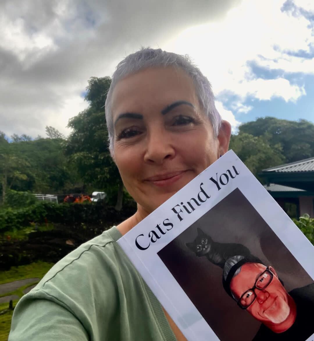 Cats Find You - Hope, Happiness and a cat called Sticky Paperback-Personalized and Autographed and shipped in a life size giant head envelope... for better or worse!:)