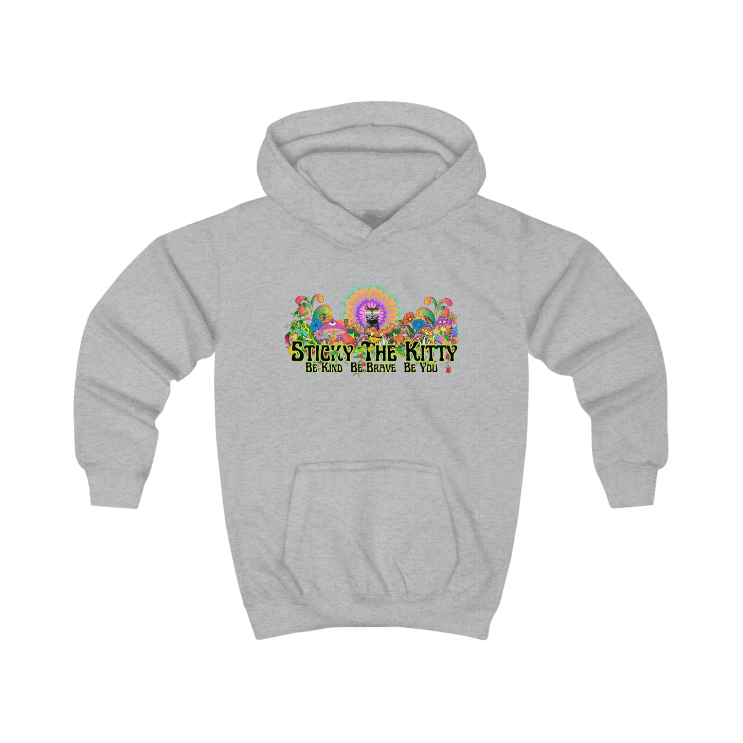 🌈 Sticky the Kitty “Be Kind. Be Brave. Be You.” Kids Hoodie