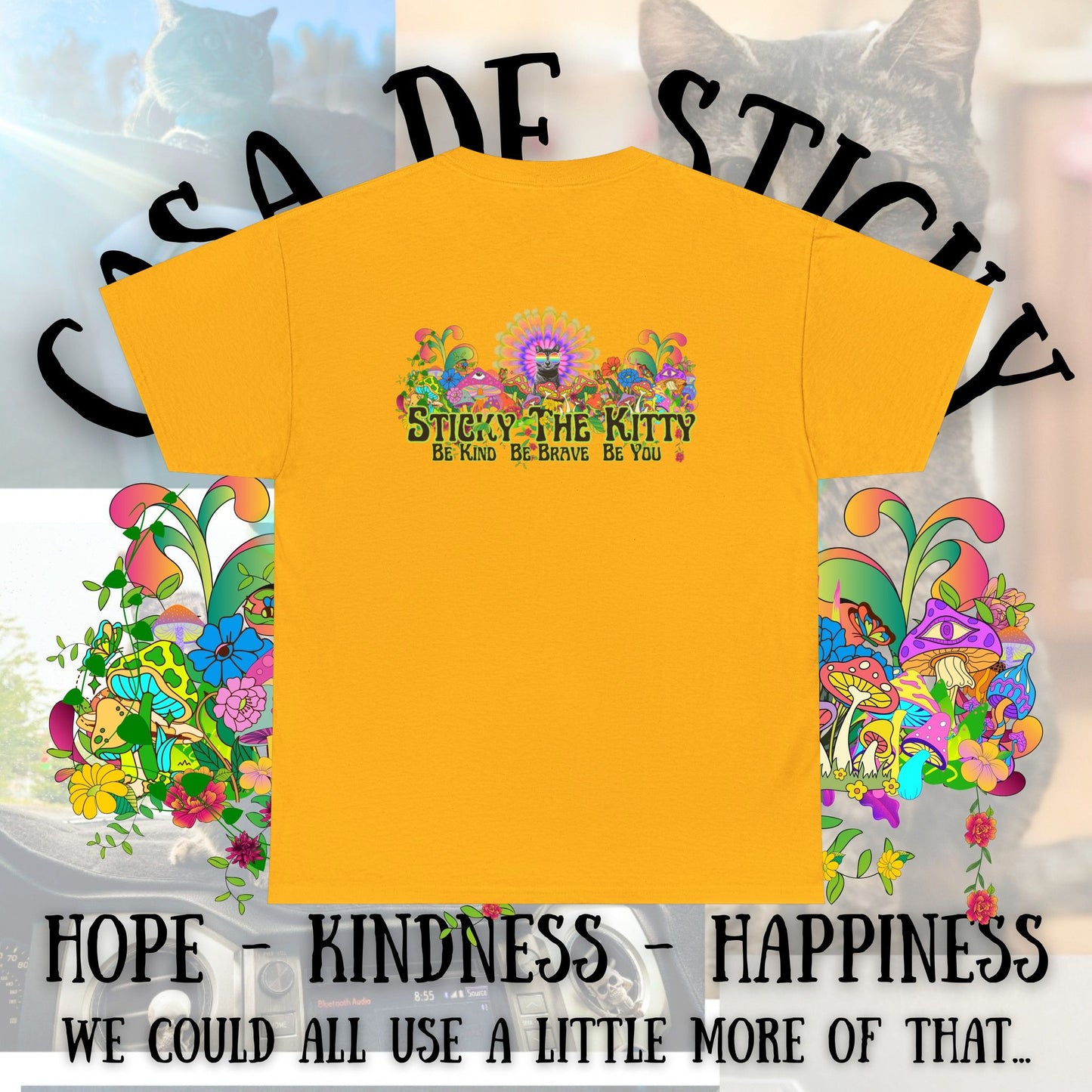 👇 🌈 Sticky the Kitty “Be Kind. Be Brave. Be You.” Tee