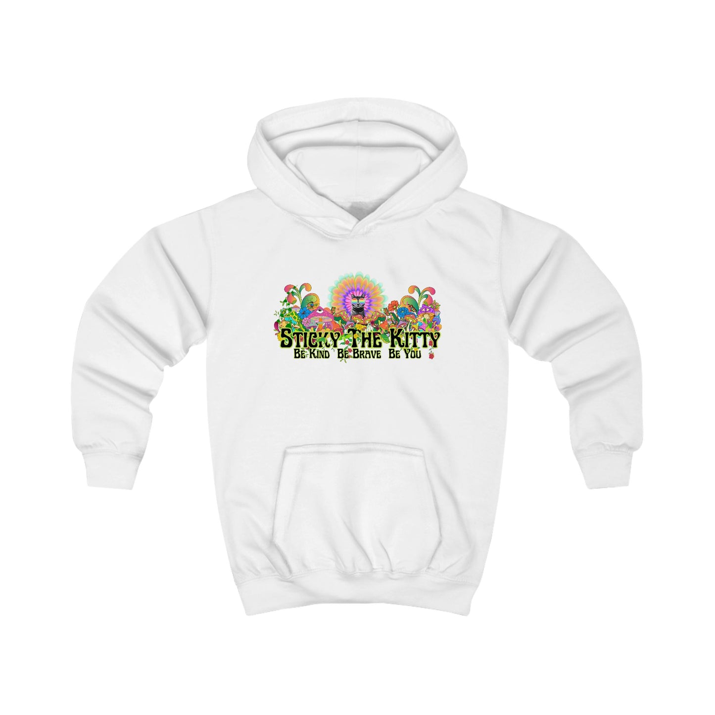 🌈 Sticky the Kitty “Be Kind. Be Brave. Be You.” Kids Hoodie