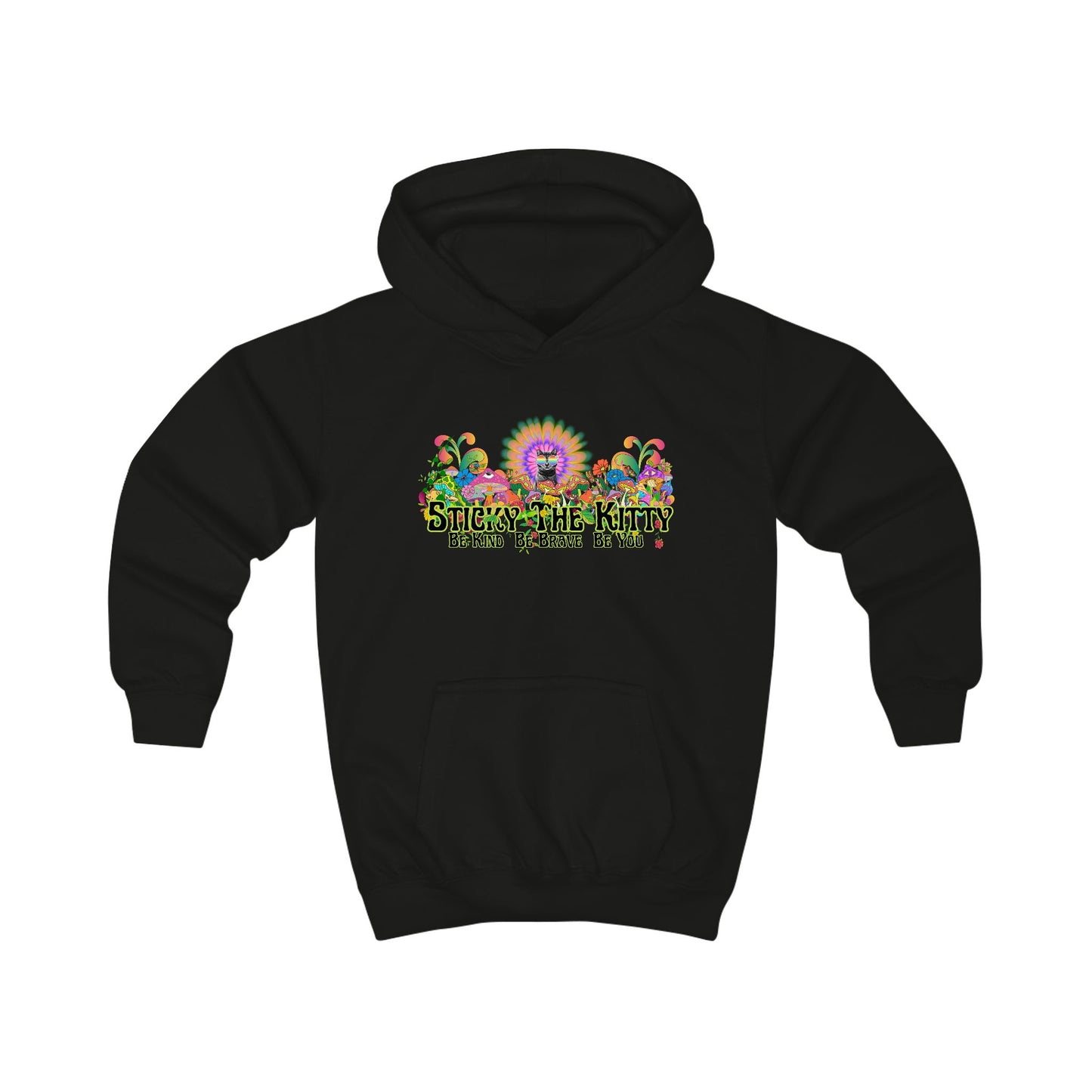 🌈 Sticky the Kitty “Be Kind. Be Brave. Be You.” Kids Hoodie