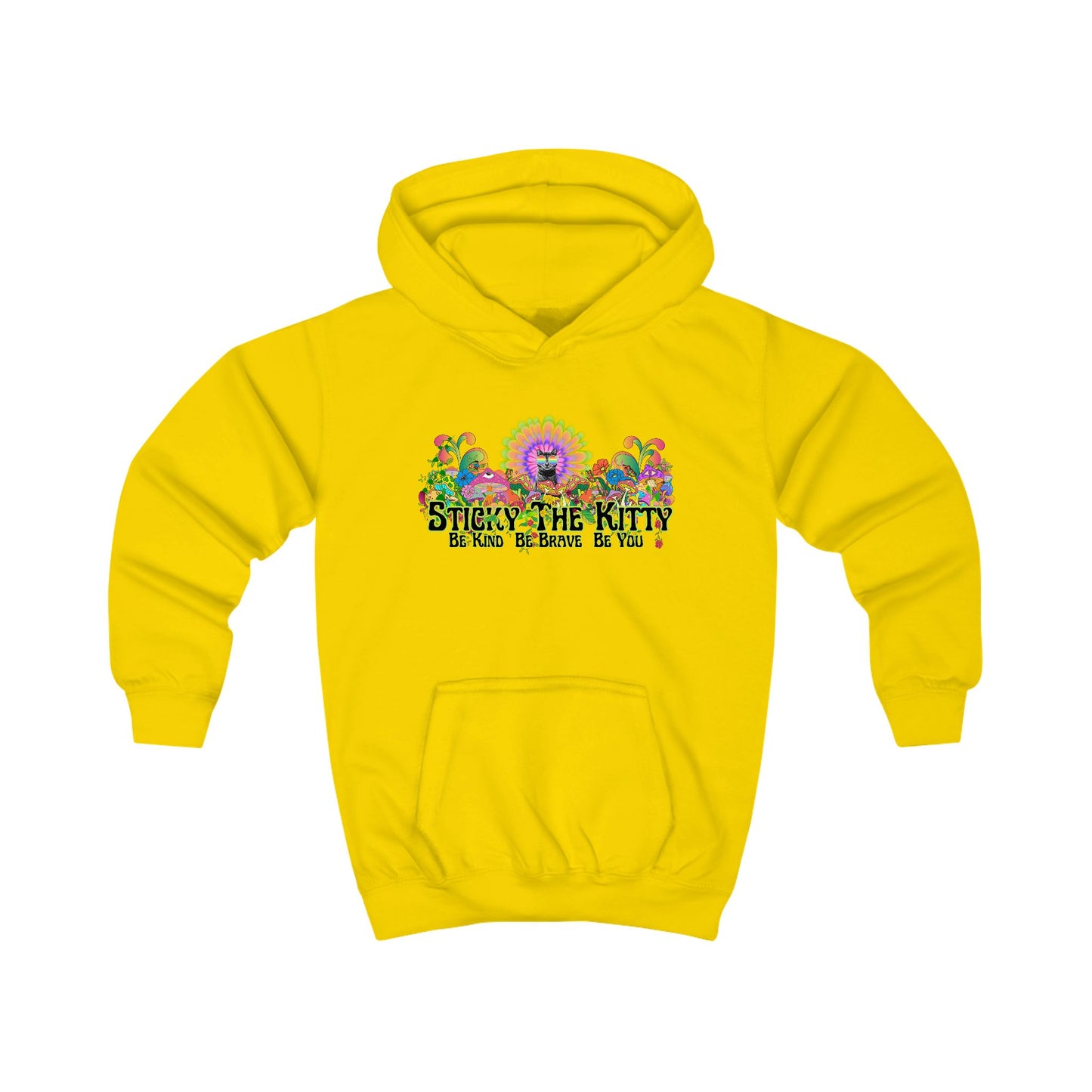 🌈 Sticky the Kitty “Be Kind. Be Brave. Be You.” Kids Hoodie