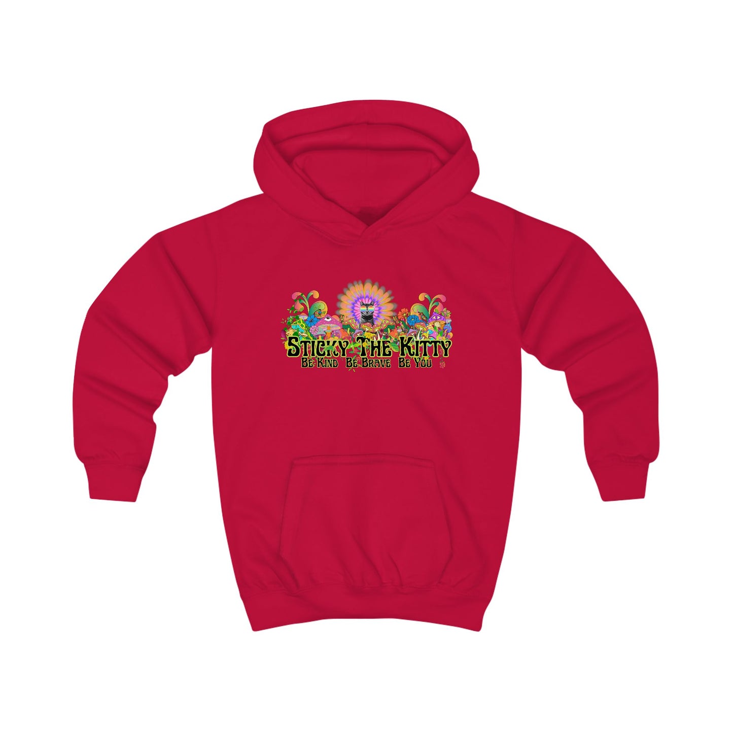 🌈 Sticky the Kitty “Be Kind. Be Brave. Be You.” Kids Hoodie