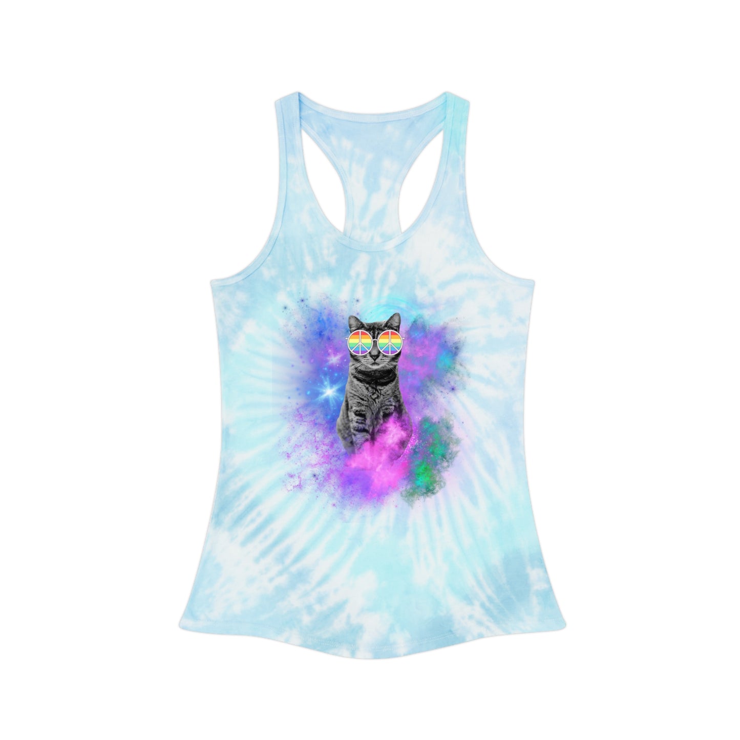 Peace Flower Sticky - Galaxy - Tie Dye Racerback Tank Top