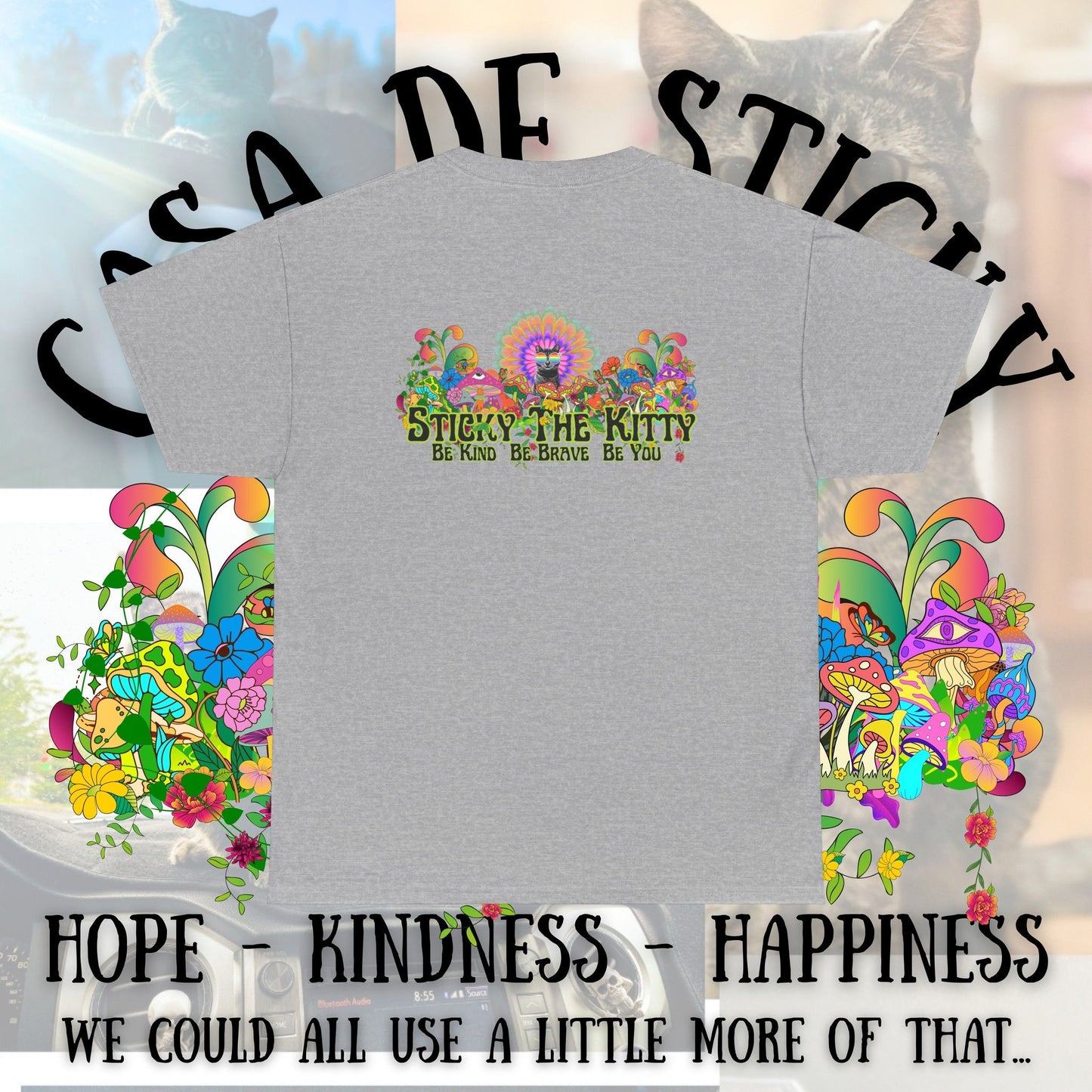 👇 🌈 Sticky the Kitty “Be Kind. Be Brave. Be You.” Tee
