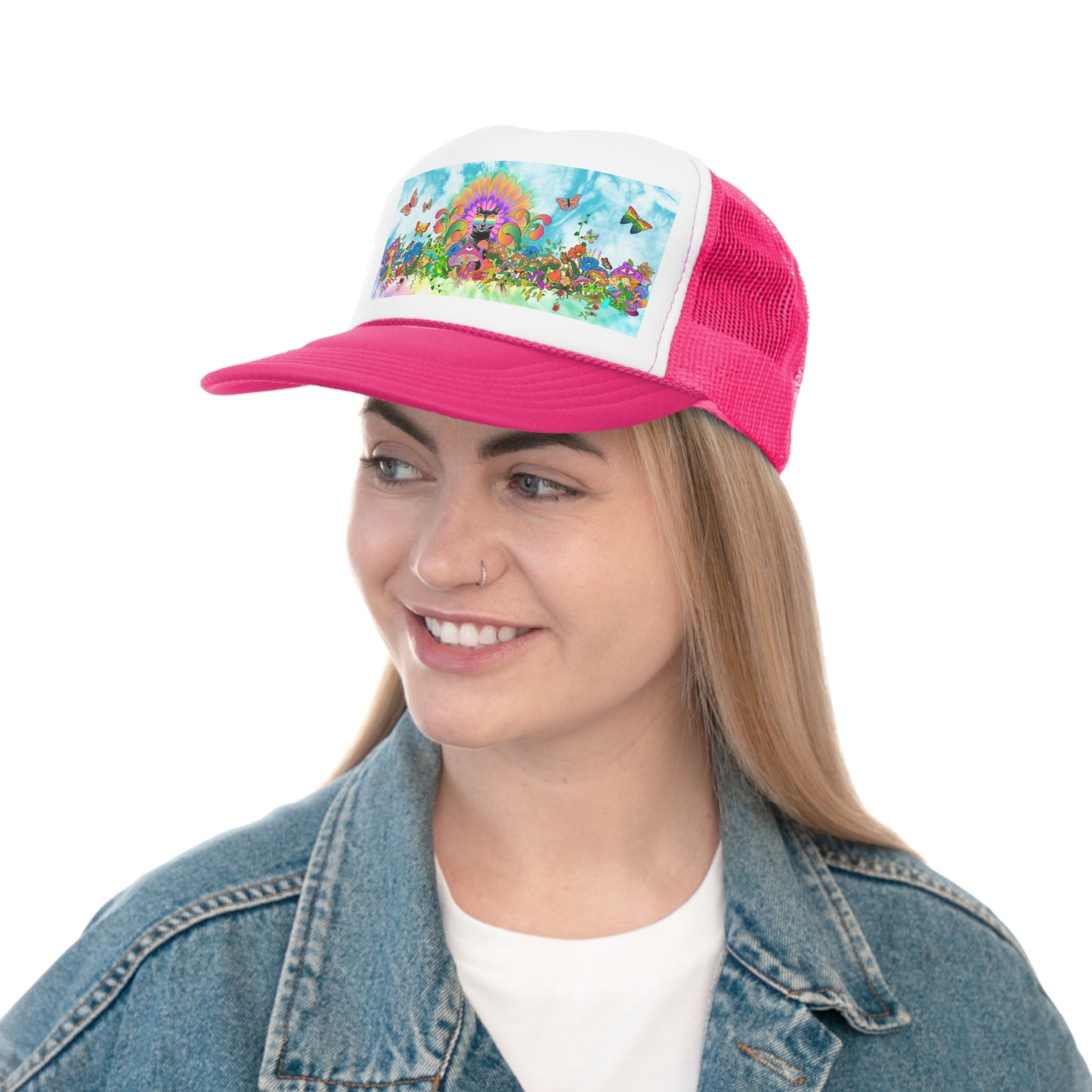 Peace Flower Sticky Trucker Caps