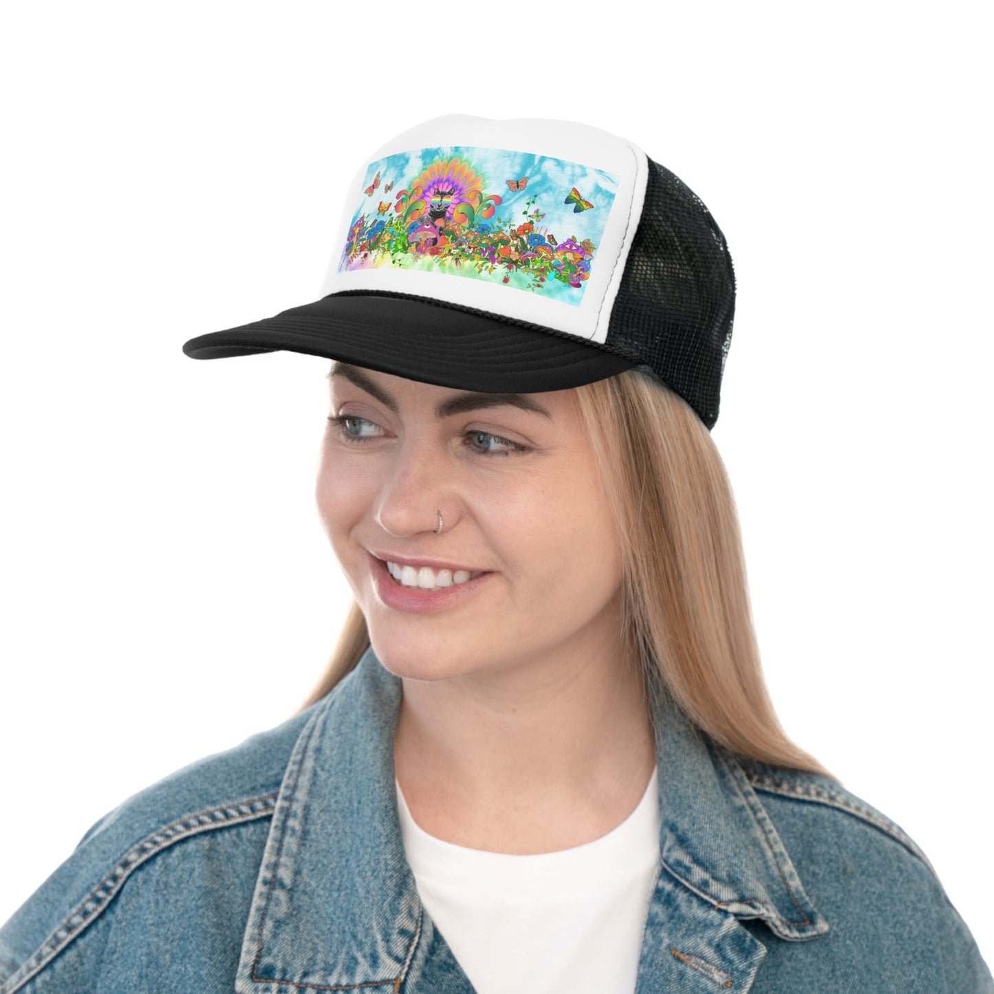 Peace Flower Sticky Trucker Caps