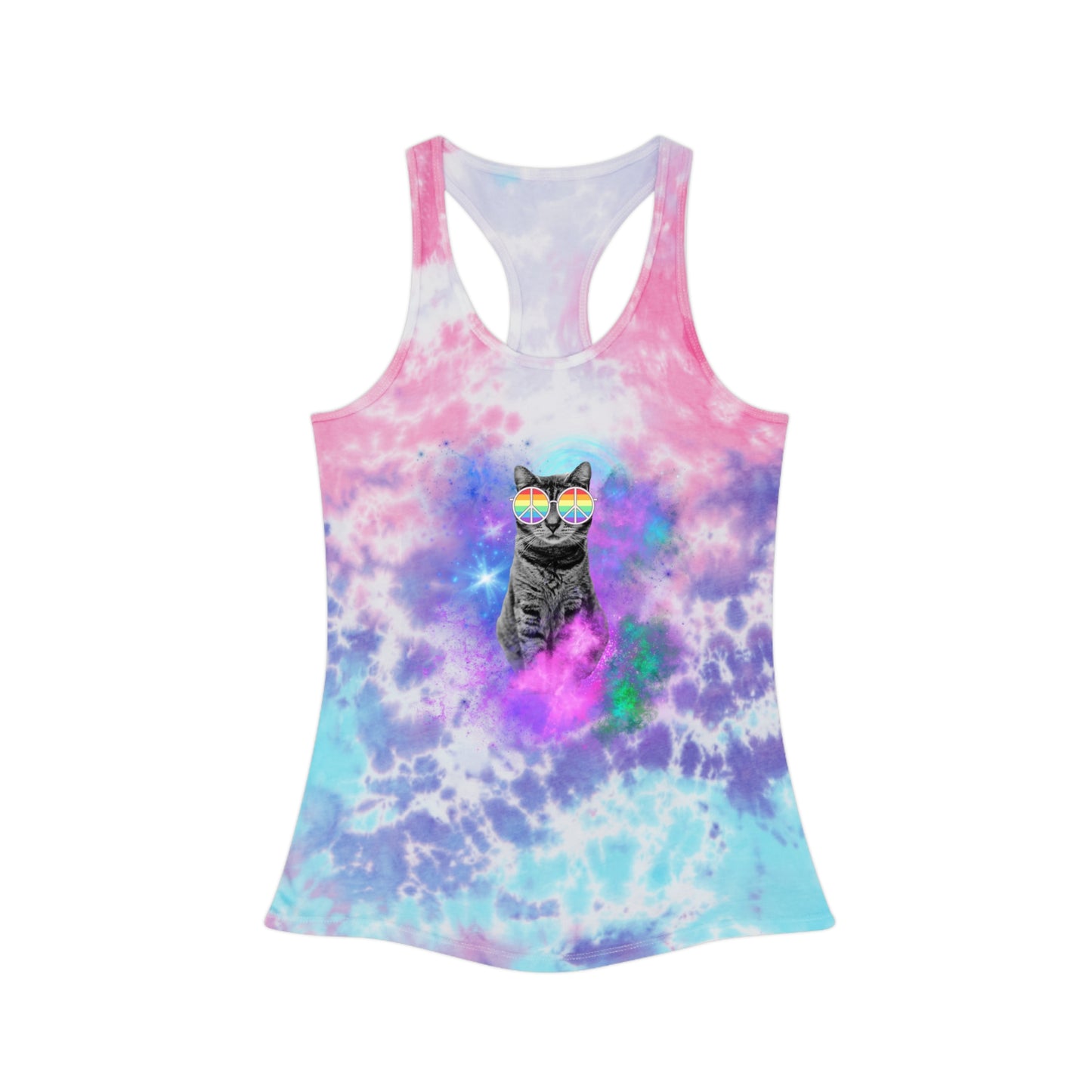 Peace Flower Sticky - Galaxy - Tie Dye Racerback Tank Top