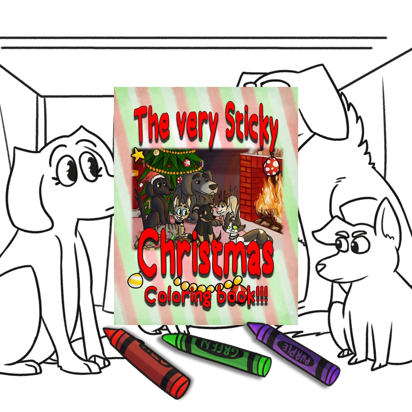 A Very Sticky Christmas Coloring Book w/ Crayons