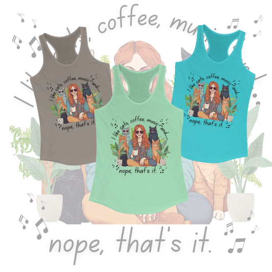 Cat Lady - Cats, music, plants and... 2 Women's Ideal Racerback Tank