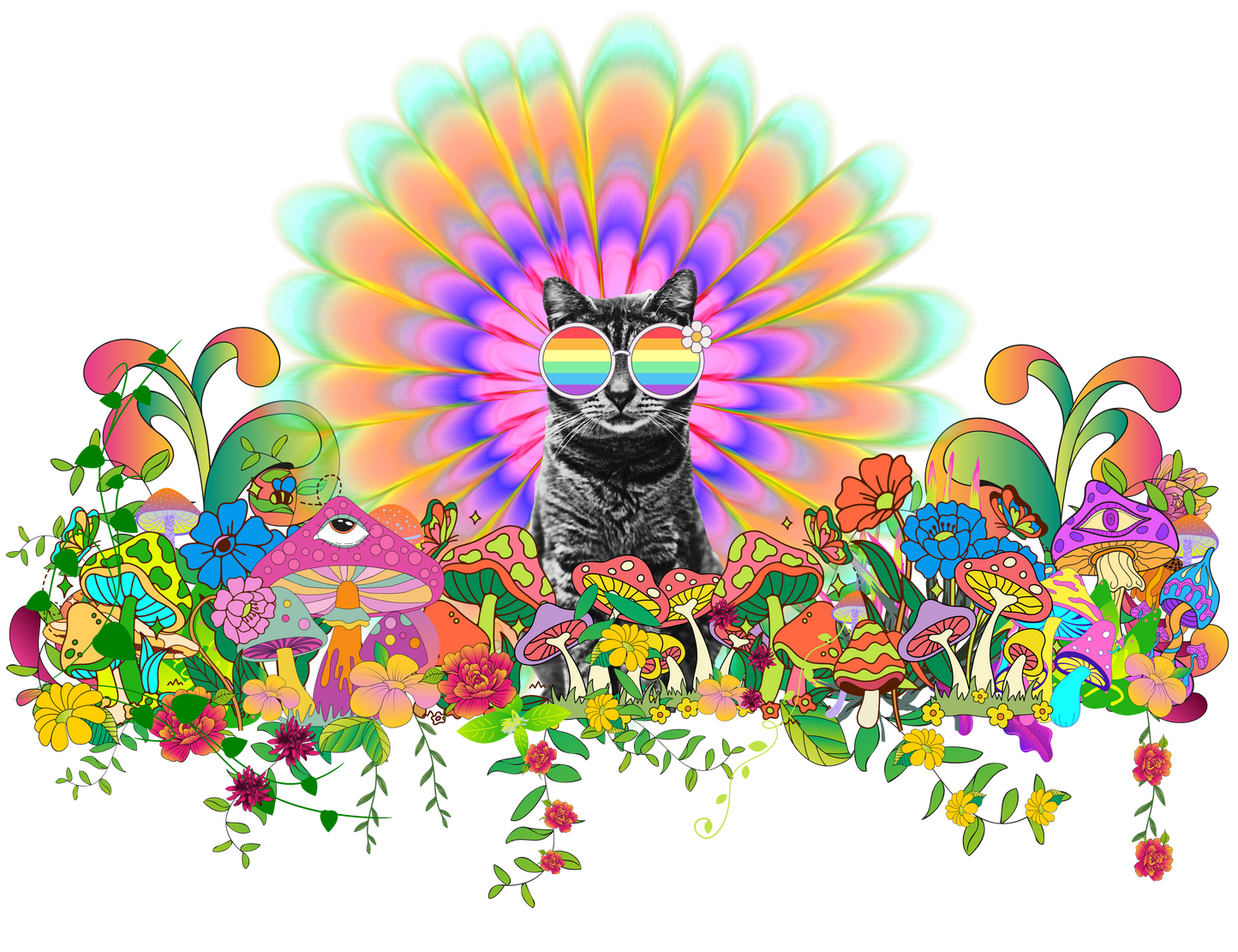 PSYCHEDELIC PAWS Premium Large Window Sticker