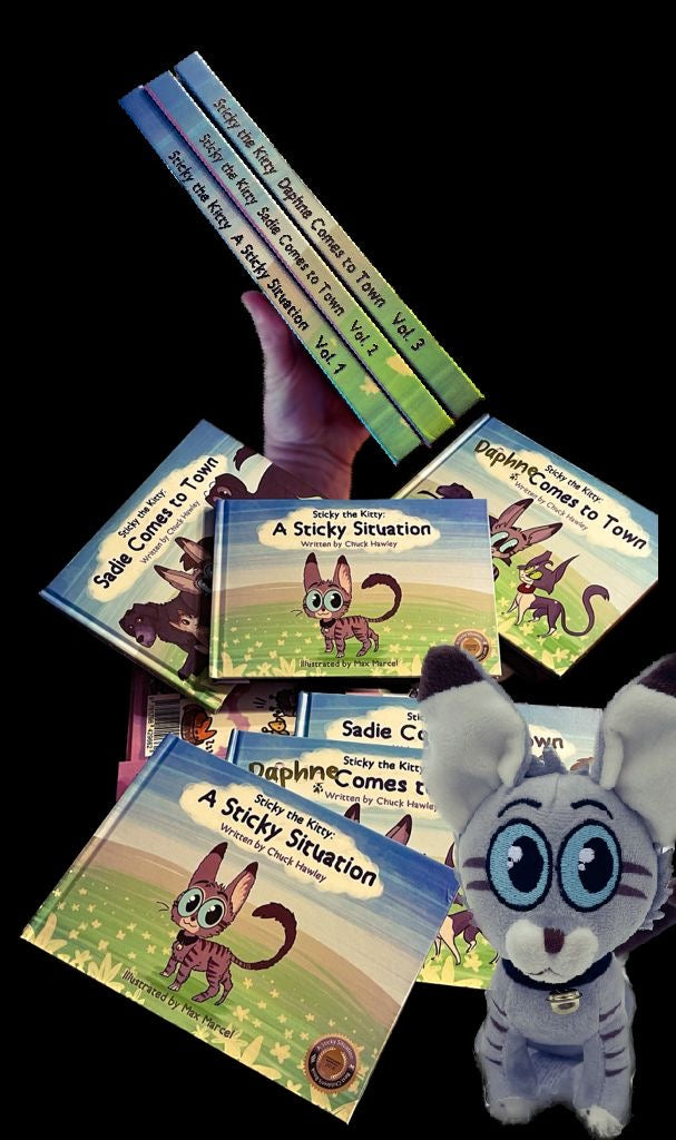 Sticky Book Bundle! All 3 Award Winning Sticky books, PLUS a Sticky stuffie to read them with!