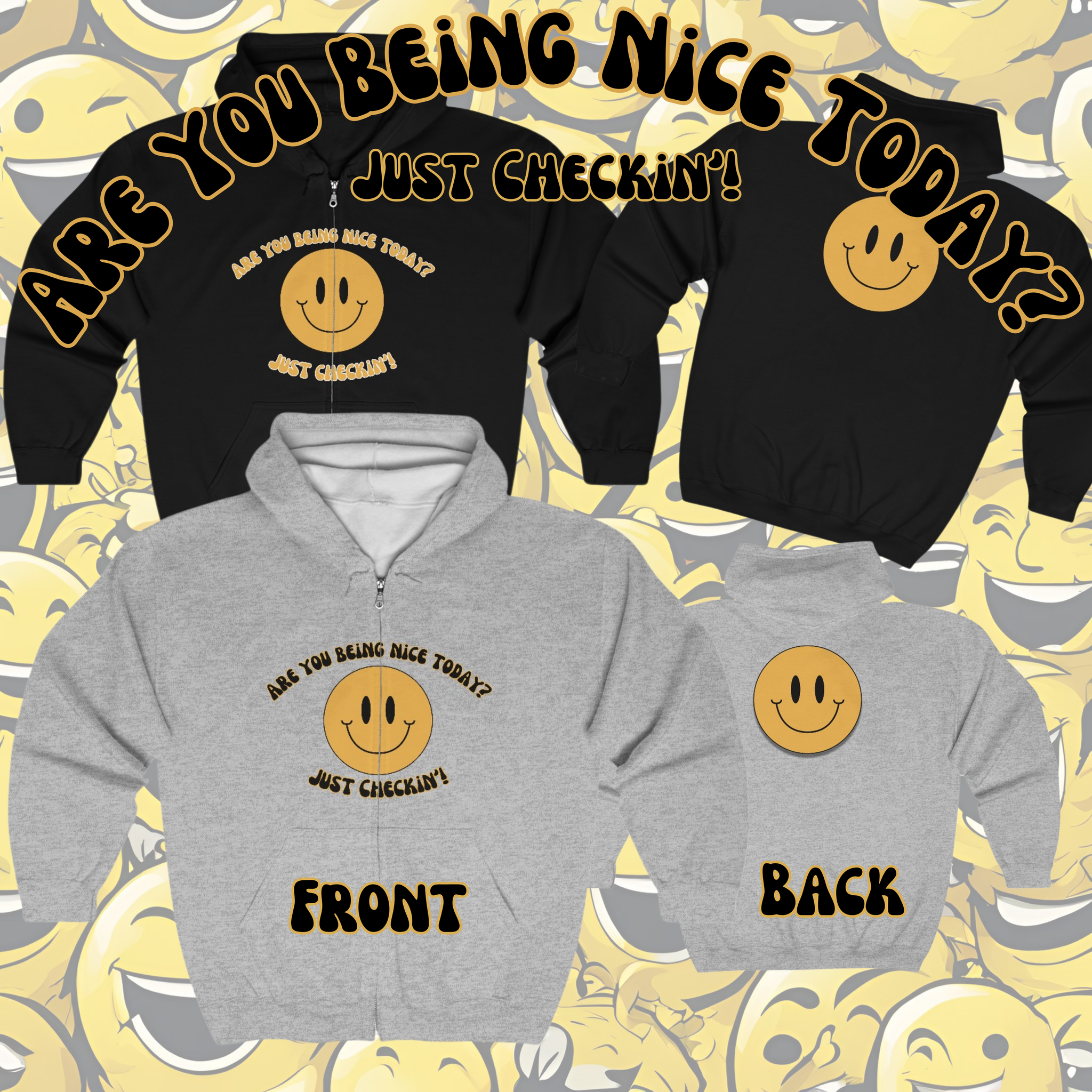 Are You Being Nice - Happy Face Unisex Heavy Blend™ Full Zip Hooded Sweatshirt