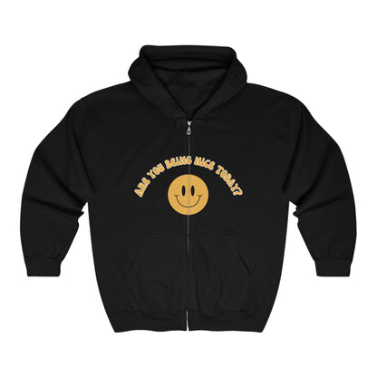 Are you being nice today? - Smiley Face - Unisex Heavy Blend™ Full Zip Hooded Sweatshirt