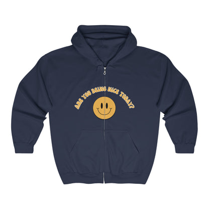 Are you being nice today? - Smiley Face - Unisex Heavy Blend™ Full Zip Hooded Sweatshirt