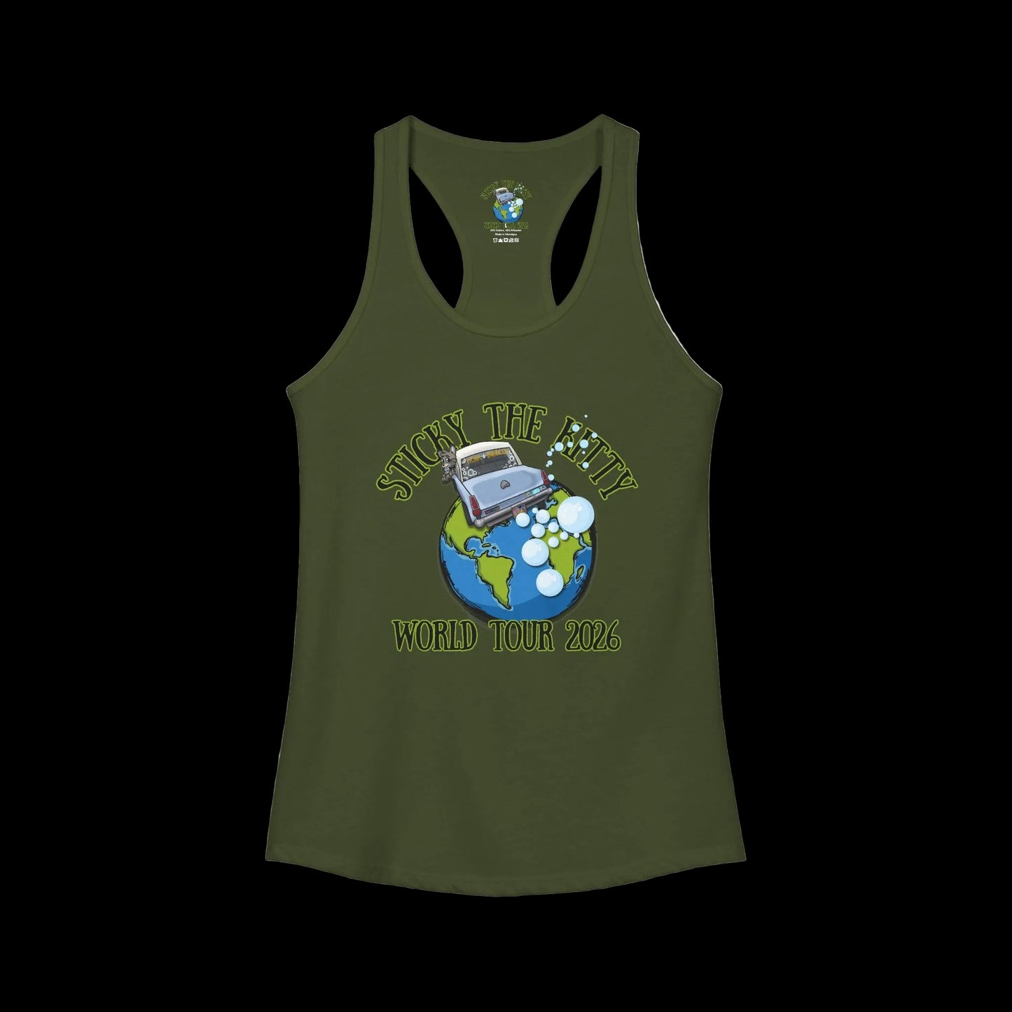 Sticky's World Tour 26 Bubble Car Women's Racerback Tank