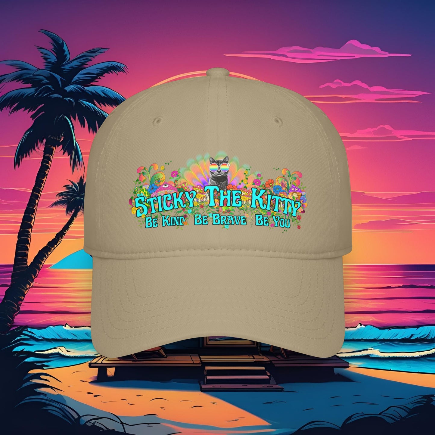 Sticky the Kitty Low Profile Baseball Cap - Be Kind, Be Brave, Be You