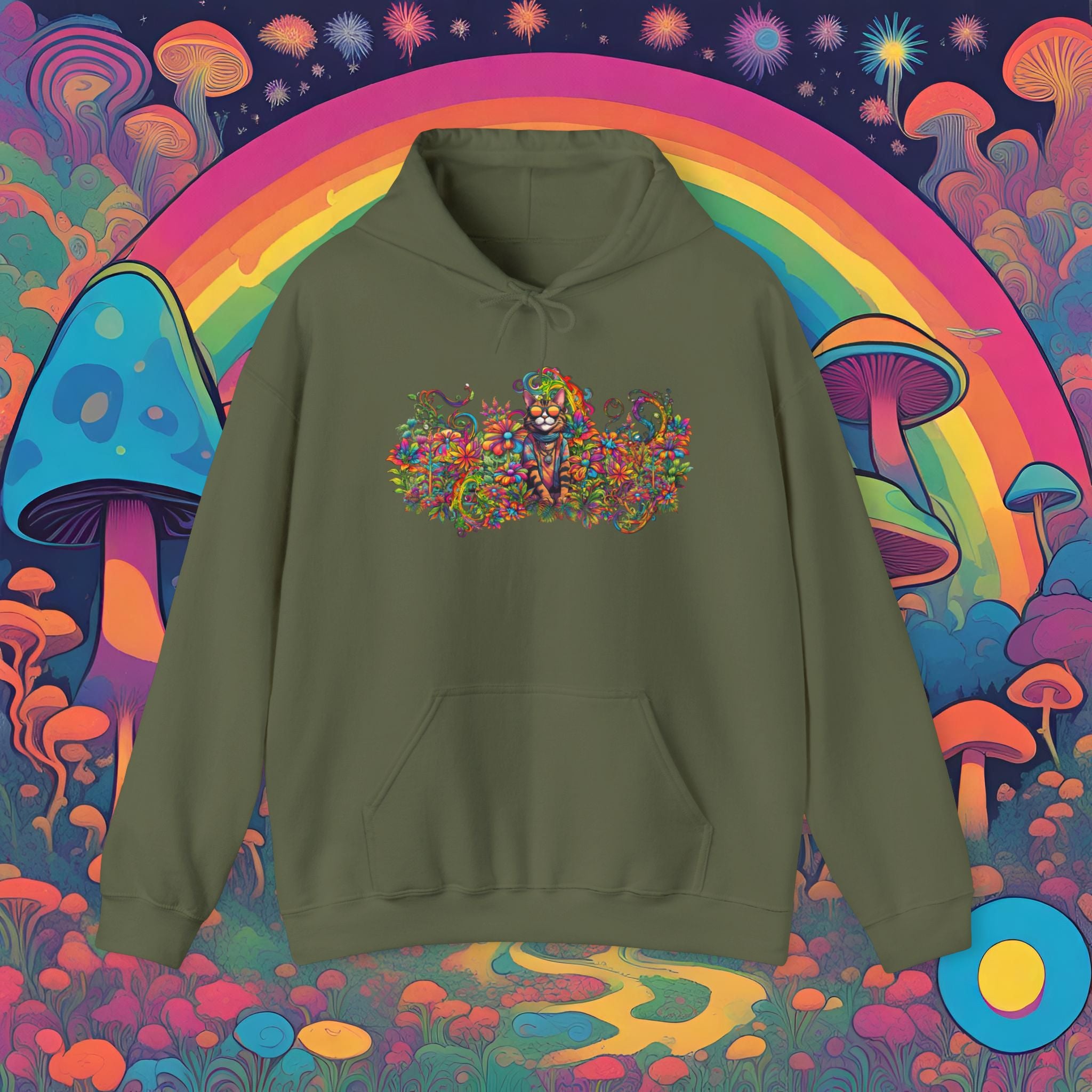 Hippie Sticky Flower 2 - Unisex Heavy Blend™ Hooded Sweatshirt