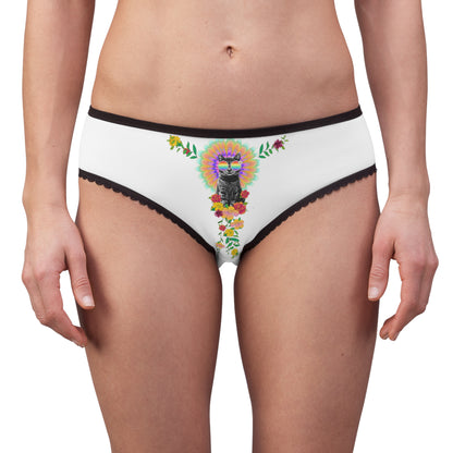 Psychedelic Sticky Floral Women's Briefs – Rainbow Mushroom Kitty Print
