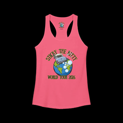 Sticky's World Tour 26 Bubble Car Women's Racerback Tank