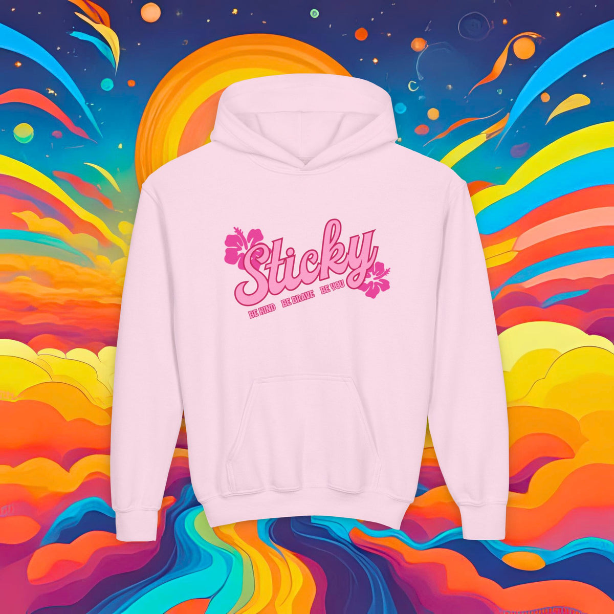 Youth Hoodie — "Sticky Hibiscus" Logo