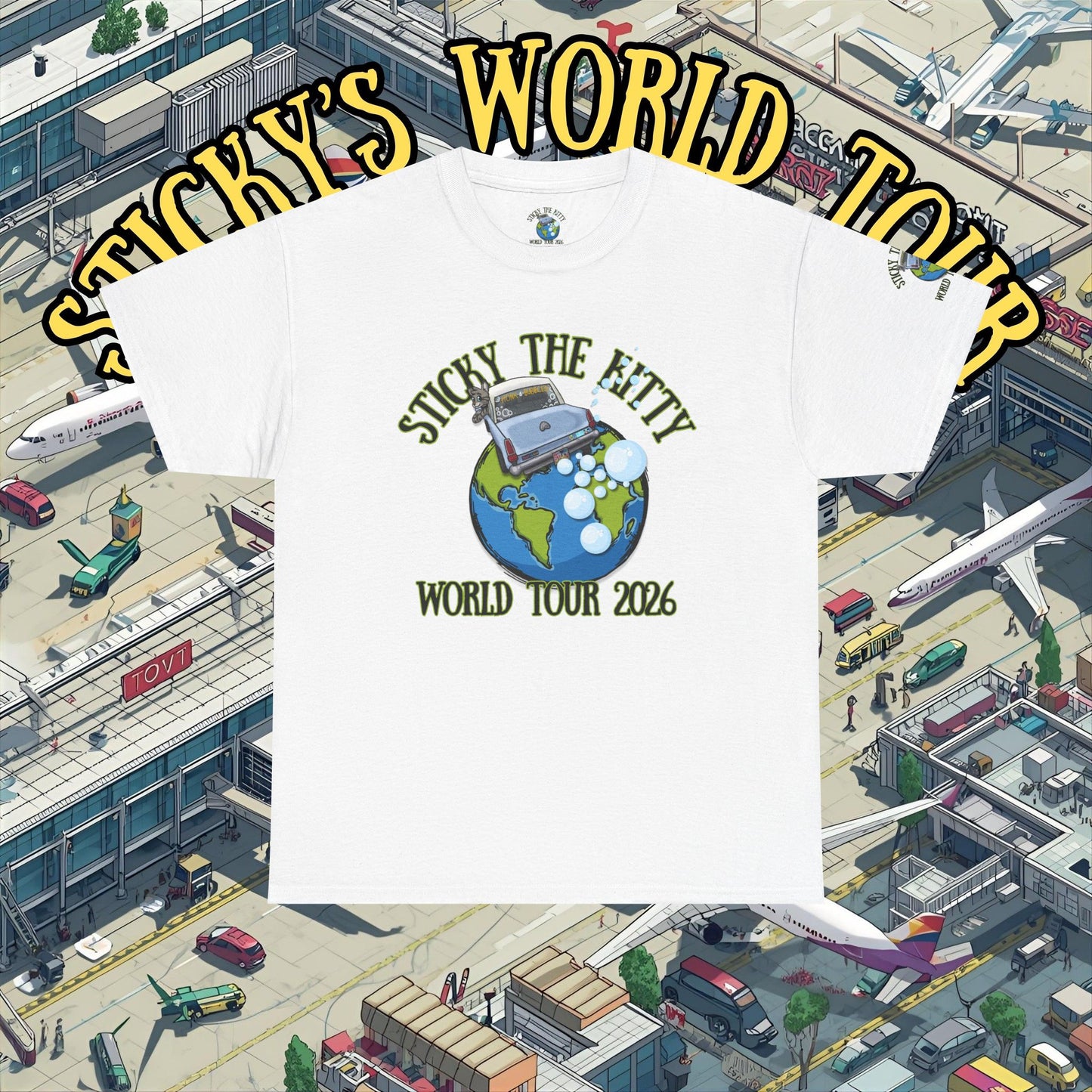 Sticky the Kitty World Tour 2026 Bubble Car T‑Shirt