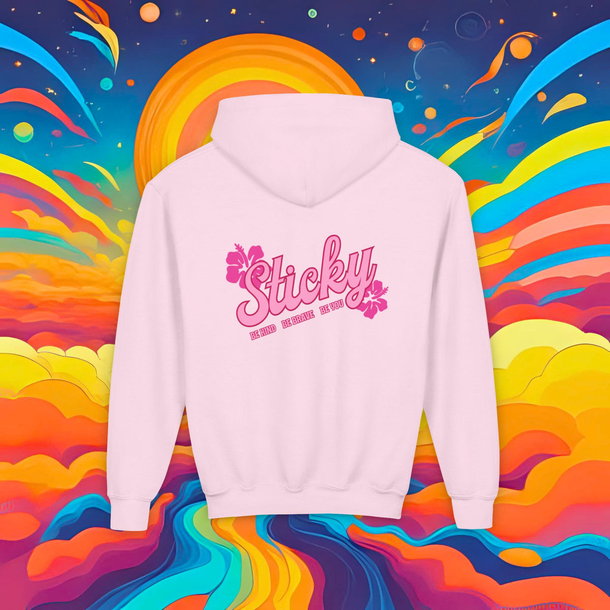 Youth Hoodie — "Sticky Hibiscus" Logo