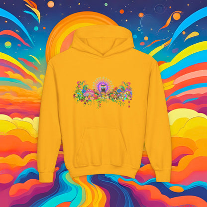 Youth Hoodie — Colorful Psychedelic Sticky Garden Graphic