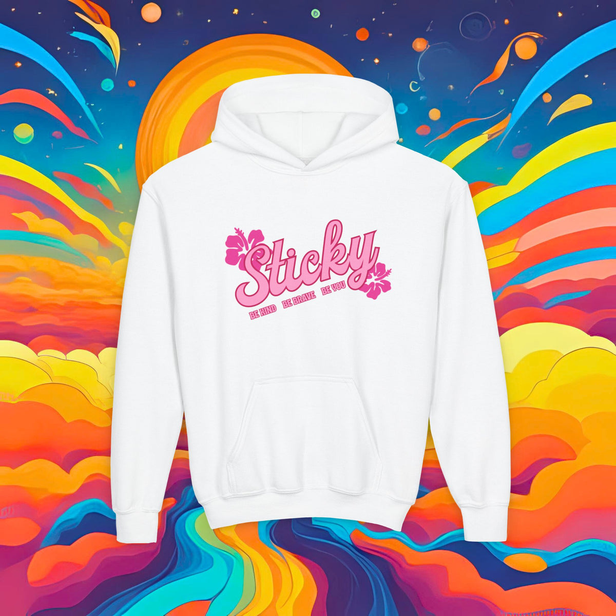 Youth Hoodie — "Sticky Hibiscus" Logo
