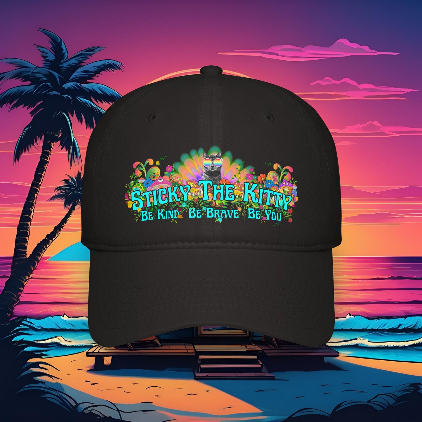 Sticky the Kitty Low Profile Baseball Cap - Be Kind, Be Brave, Be You