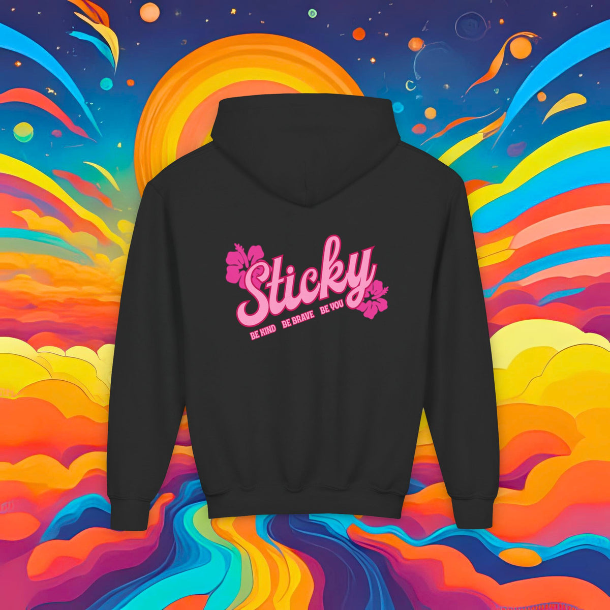 Youth Hoodie — "Sticky Hibiscus" Logo