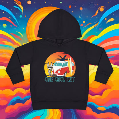 Toddler Hoodie — "One Cool Cat" Sticky Retro Van Surf Graphic