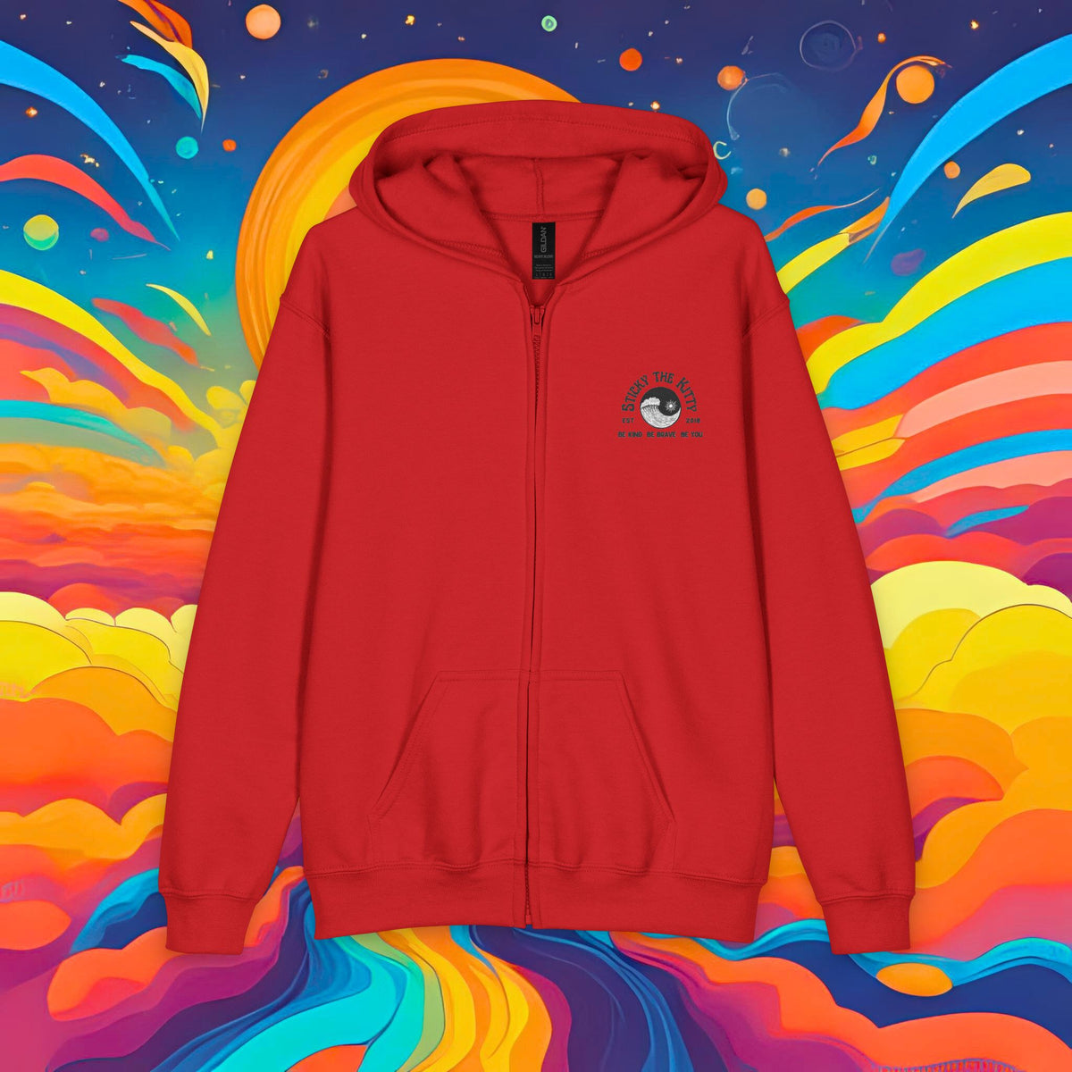 Youth Zip Hoodie — 'Sticky the Kitty' Ying Yang Est. 2018