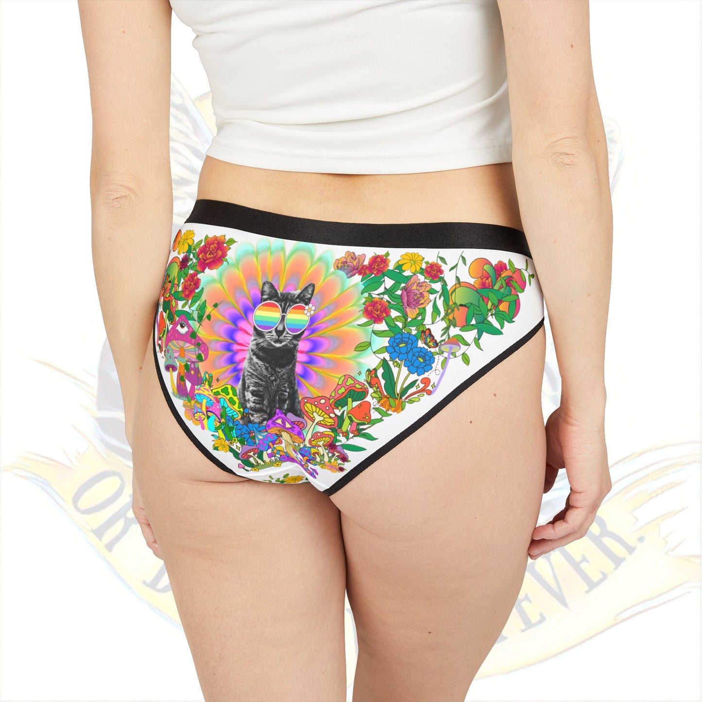 Sticky Jungle Women's Underwear, Fun & Whimsical Panties, Floral Design Lingerie, Cute Gift Idea for Cat Lovers, Everyday Comfort Wear