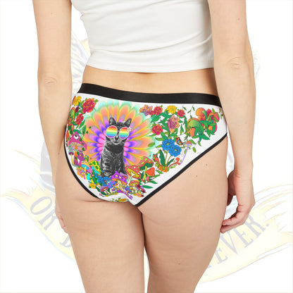 Sticky Jungle Women's Underwear, Fun & Whimsical Panties, Floral Design Lingerie, Cute Gift Idea for Cat Lovers, Everyday Comfort Wear