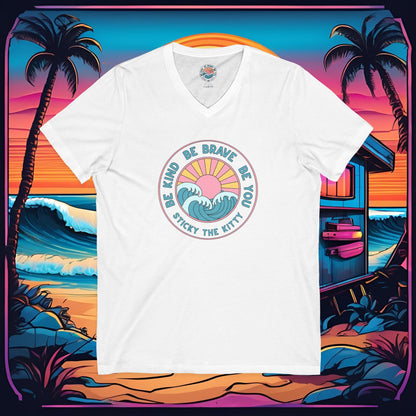 Be Kind Be Brave Be You Surf Wave V-Neck Tee