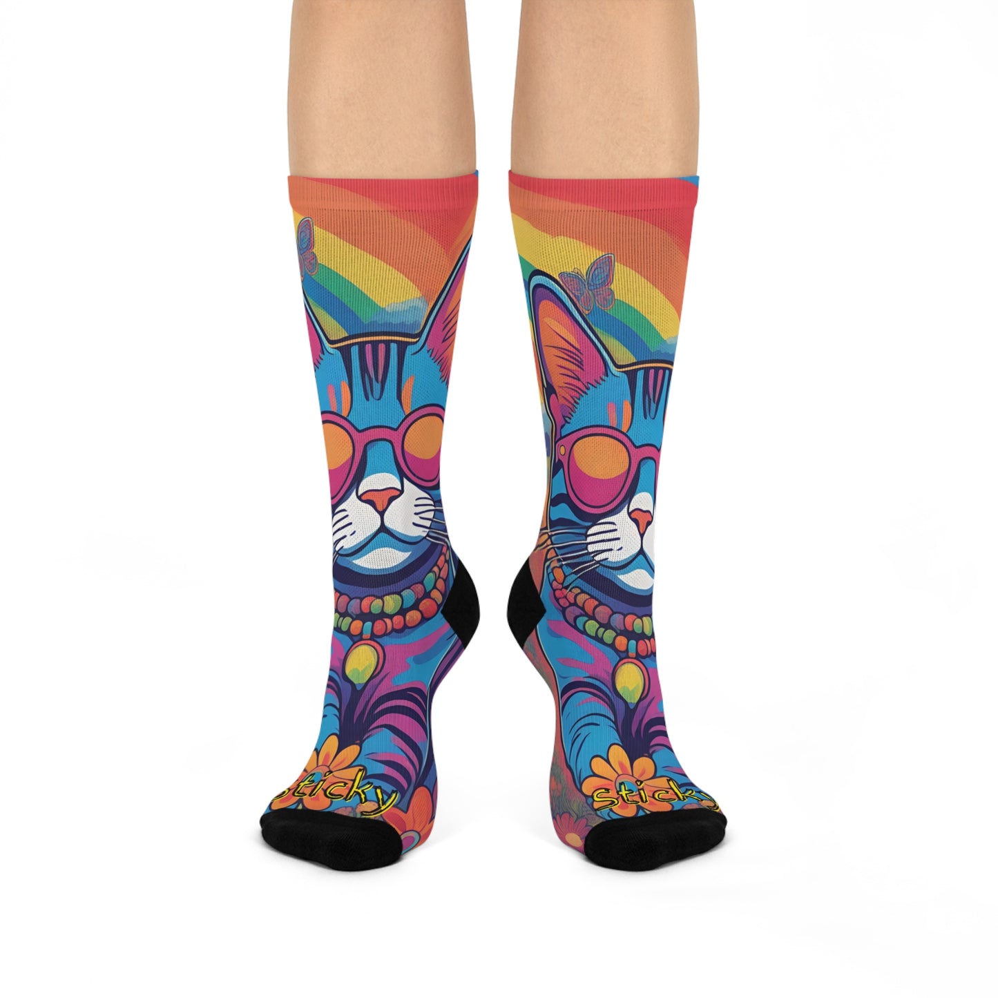 Blue - Psychedelic Sticky - SUPER COMFY Cushioned Crew Socks