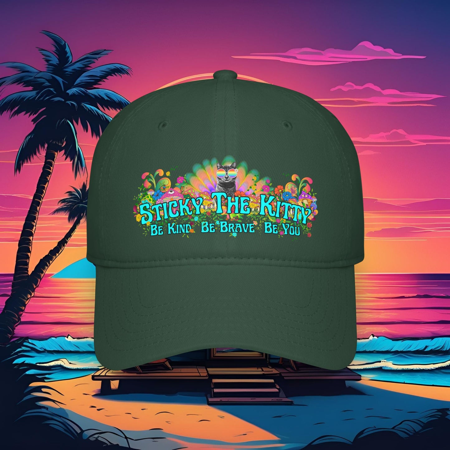 Sticky the Kitty Low Profile Baseball Cap - Be Kind, Be Brave, Be You