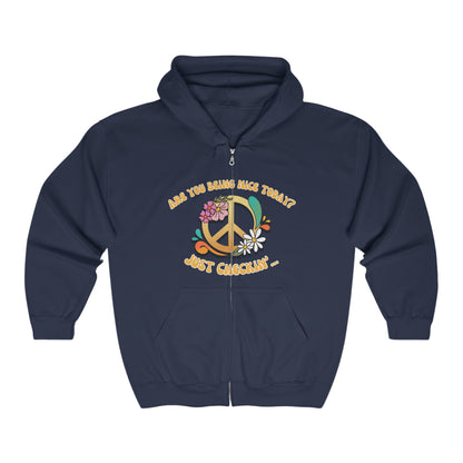 Are You Being Nice - Peace Sign Unisex Heavy Blend™ Full Zip Hooded Sweatshirt