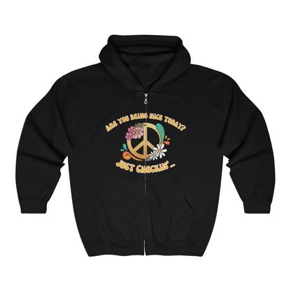 Are You Being Nice - Peace Sign Unisex Heavy Blend™ Full Zip Hooded Sweatshirt