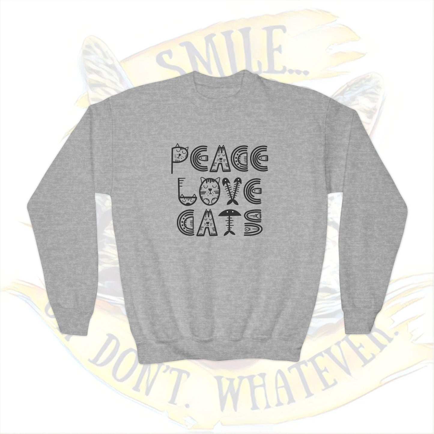 Peace Love Cats Youth Crewneck Sweatshirt | Cozy Cat Lover Gift | Perfect for Birthdays, Holidays & Everyday Wear, Stylish Animal [...]