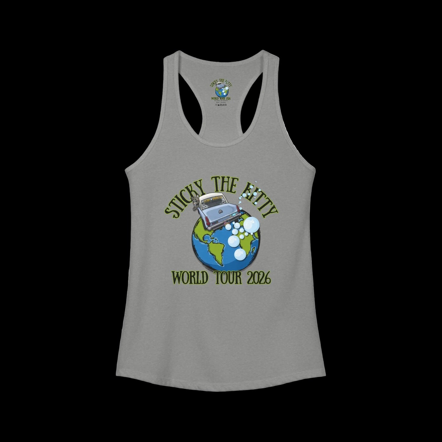 Sticky's World Tour 26 Bubble Car Women's Racerback Tank