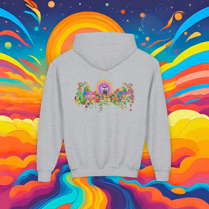 Youth Hoodie — Colorful Psychedelic Sticky Garden Graphic